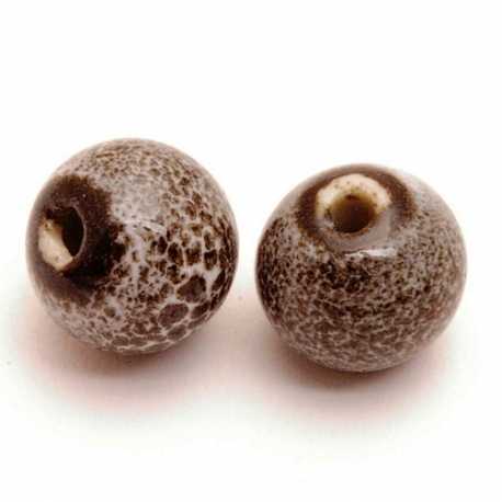 Keramiek kraal, rond, grijs, 12 mm (3 st.)