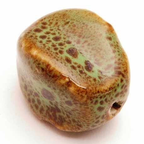 Keramiek kraal, bonk, groen, 26 x 15 mm (1 st.)