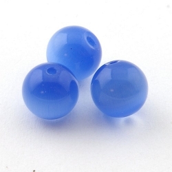 Catseye kraal rond blauw 12 mm (5 st.)