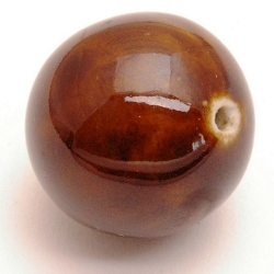 Keramiek kraal, rond, bruin, 25 mm  (1 st.)