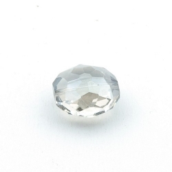 Glaskraal, rond (plat) met facetten, rookbruin, 18 mm (3 st.)