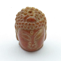 Halfedelsteen kraal, Jade, Boedha, gecarved, bruin, 28 mm (1 st.)