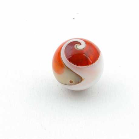 Geperste schelp kraal rond rood 18 mm (3 st.)