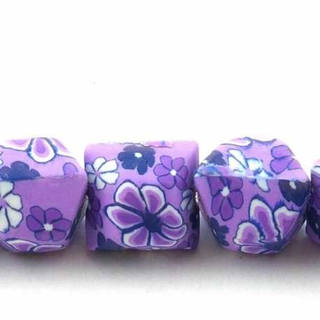 Fimokraal, hoekig, paars, 14 mm (streng)