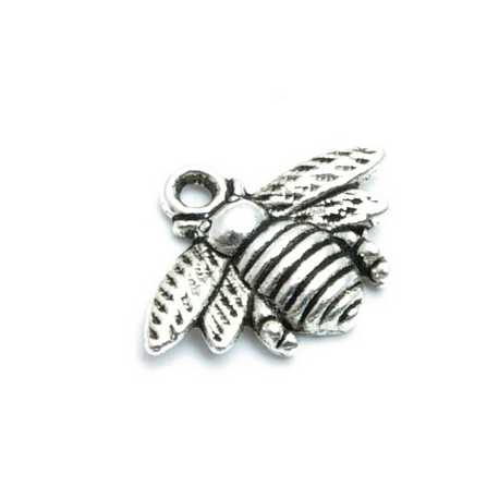 Metaal, bedel, bijtje, zilver, 16 mm (3 st.)