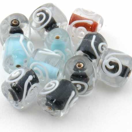 Glaskraal, mix, blokje, 12 mm (75 gram)