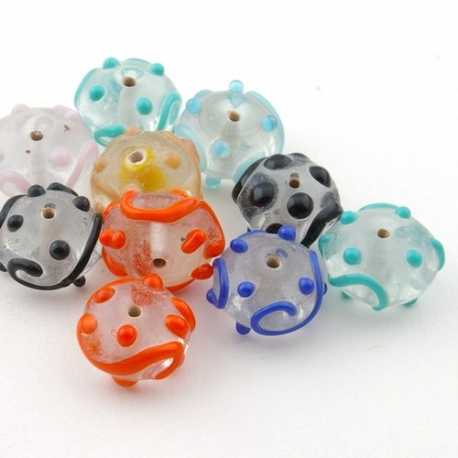 Glaskraal, mix, rond, plat, bumps, 12 x 16 mm (75 gram)