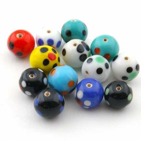 Glaskraal, mix, rond, 12 mm (75 gram)