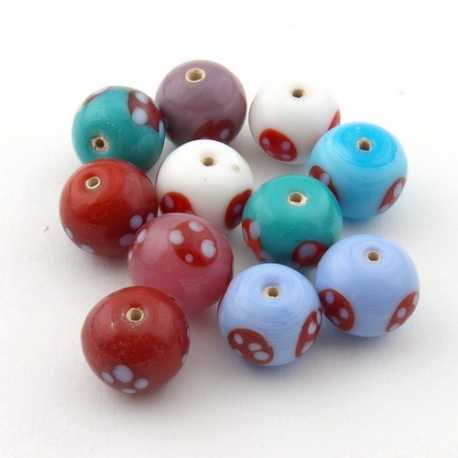 Glaskraal, mix, rond, 12 mm (75 gram)