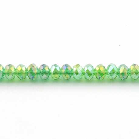 Facetkraal, donut, groen, AB, 6 x 8 mm (streng)