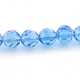 Glaskraal, rond met facetten, blauw, 12 mm (streng)