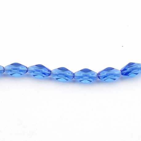 Glaskraal met facetten, ovaal, blauw, 12 x 6 mm (streng)