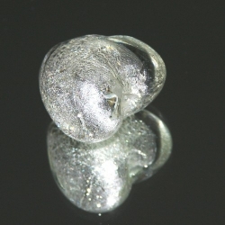 Glaskraal, hart, wit met zilverfolie, 26 mm (1 st.)