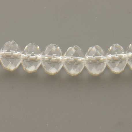 Glaskraal, donut met facetten, transparant, 6 x 8 mm (streng)
