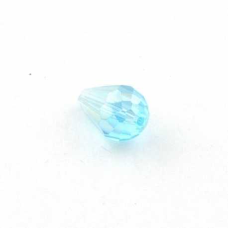 Glaskraal, druppel met facetten, turquoise, 16 x 10 mm (10 st.)