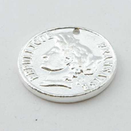 Metaal, hanger, munt, zilver, 28 mm (3 st.)