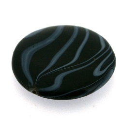 Schelp kraal, rond, zwart/wit, 28 mm (1 streng)