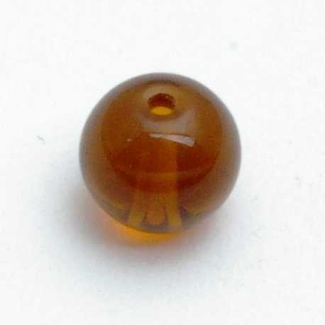 Glaskraal, rond, bruin, 6 mm (20 st.)