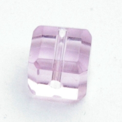 Glaskraal, blokje met facetten, roze, 8 mm (10 st.)