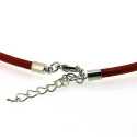 Ketting van leer met karabijnslotje, rood, 3 mm (1 st.)
