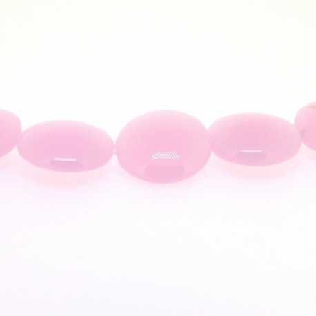 Glaskraal, rond, plat, roze, 18 mm (streng)