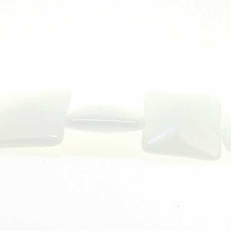 Glaskraal, vierkant, wit, 20 mm (streng)