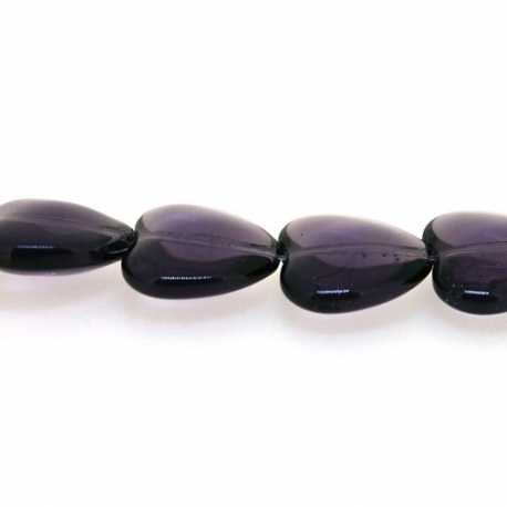 Glaskraal, hart, paars, 22 mm (streng)