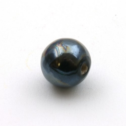 Keramiek kraal, rond, antraciet, metallic, 16 mm (3 st.)