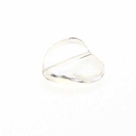 Glaskraal, hart, transparant, 14 mm (streng)