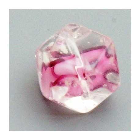 Glaskraal, blokje met facetten, roze, 10 mm (10 st.)