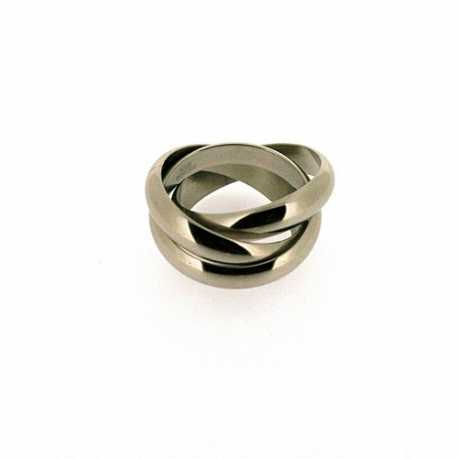 3 in 1 ring, edelstaal, glans, maat 19