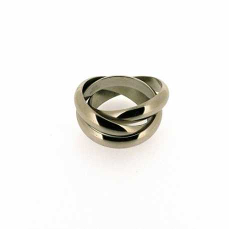 3 in 1 ring, edelstaal, glans, maat 22