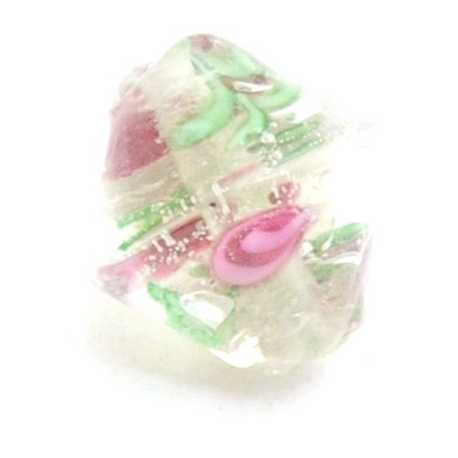 Glaskraal, tolletje, transparant met roosje, 12 mm (5 st.)