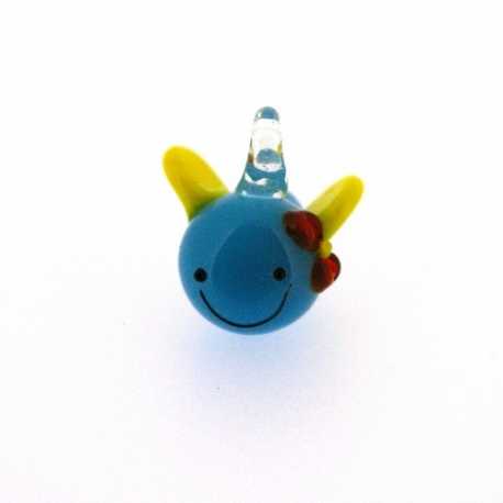 Hanger, handgemaakt, glas, bijtje, turquoise, 16 mm (1 st.)