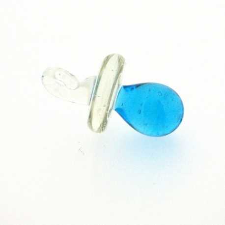 Hanger, handgemaakt, glas, speentje, babyblauw, 30 mm (1 st.)
