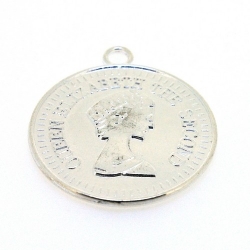 Metaal, hanger, munt, zilver, 46 mm (1 st.)