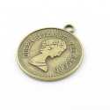 Metaal, hanger, munt, antique goud, 46 mm (1 st.)
