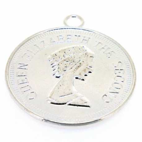 Metaal, hanger, munt, zilver, 58 mm (1 st.)