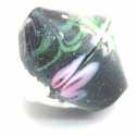 Glaskraal, tolletje, zwart met roosje, 12 mm (5 st.)