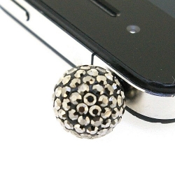 Pimpin glitterbal voor mobiele telefoon, antraciet, 14 mm (1 st.)