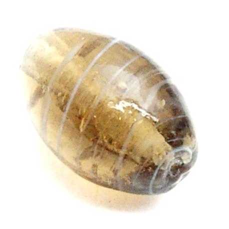 Glaskraal, ovaal, rookbruin met wit adertje, 16 x 10 mm (5 st.)