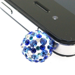 Pimpin glitterbal voor mobiele telefoon, blauw mix, 14 mm (1 st.)