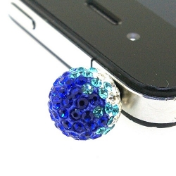 Pimpin glitterbal voor mobiele telefoon, crystal/donkerblauw/turquoise, 14 mm (1 st.)