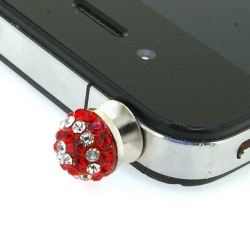 Pimpin glitterbal voor mobiele telefoon, rood/crystal, 10 mm (1 st.)
