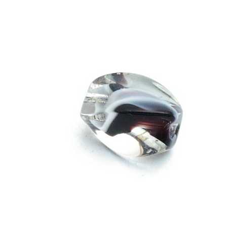 Glas, kraal, swirl, transparant/zwart, 14 mm (10 st.)