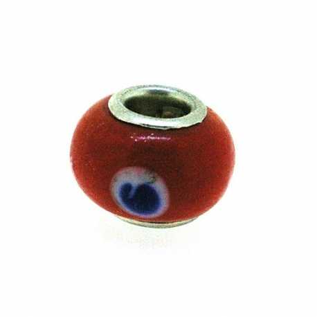 Glaskraal met groot rijggat, metalen kern, rood, 9x12 mm (1 st)