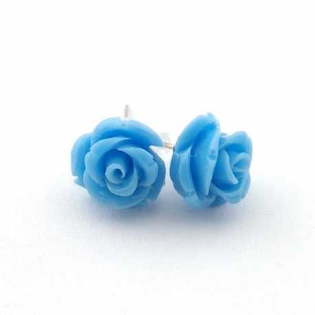 Oorstekers, roos, babyblauw, 12 mm (1 paar)