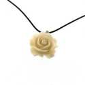 Leren ketting met rooshanger, offwhite (1 st.)