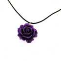 Leren ketting met rooshanger, paars (1 st.)