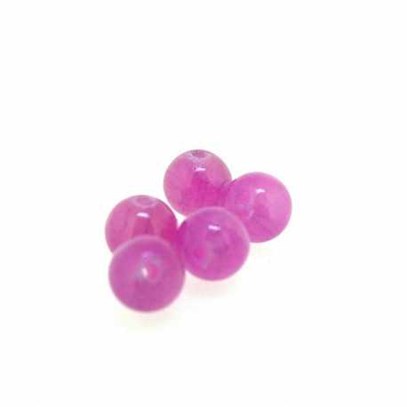 Gekleurd steen kraal, rond, roze, 6 mm (streng)